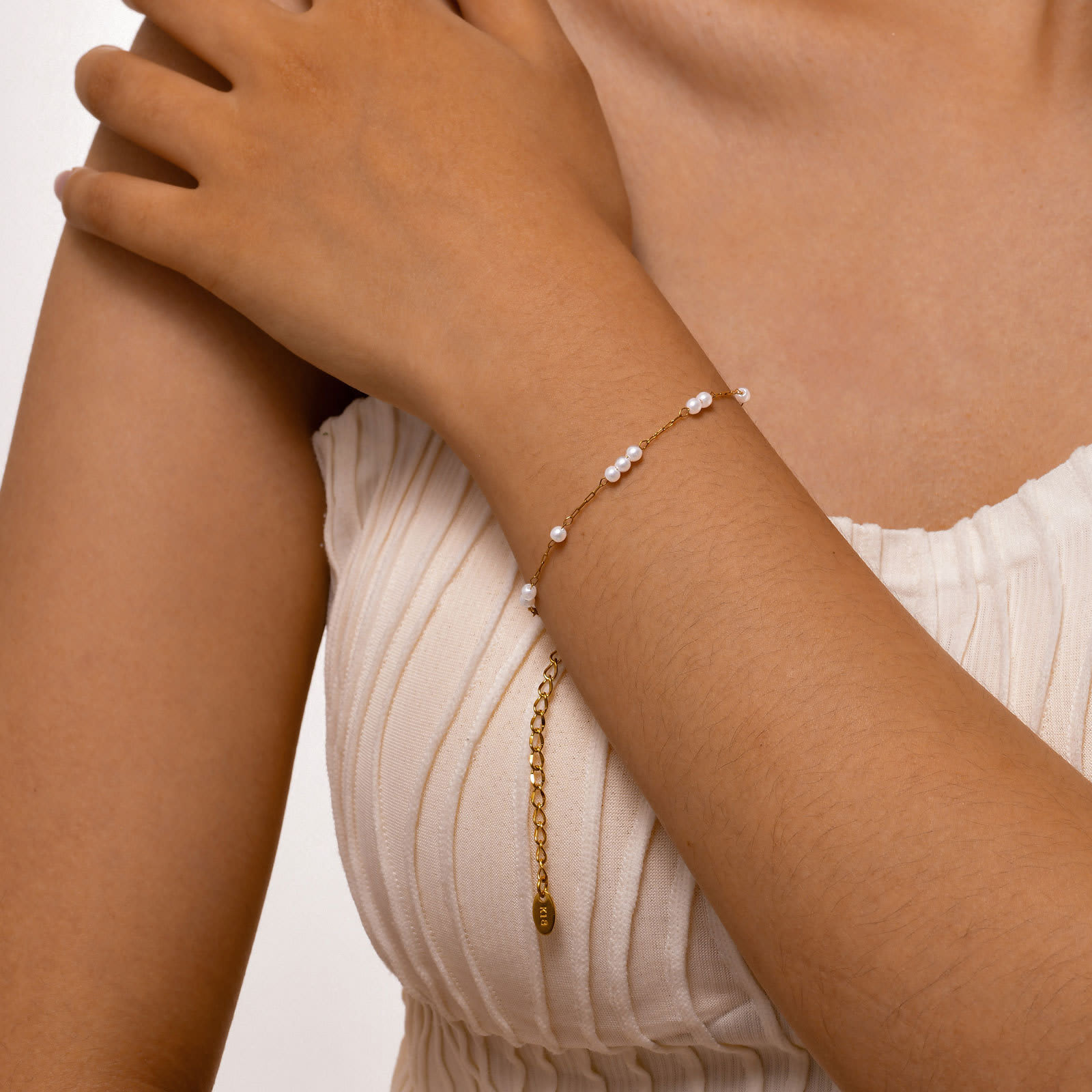 Women's Stainless Steel Pearl Bracelet view 3