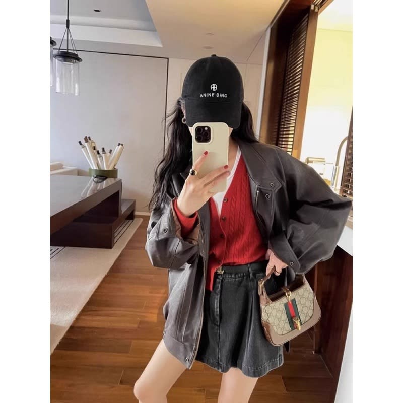 Women's Loose Slimming Motorcycle Jacket Cardigan view 7