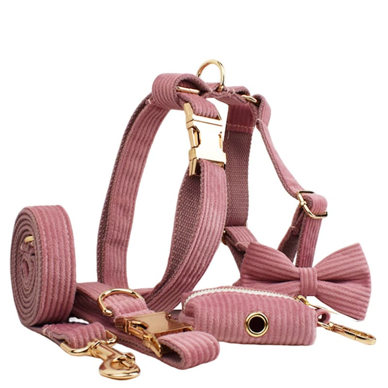 Corduroy Pet Collar Traction Rope view 2