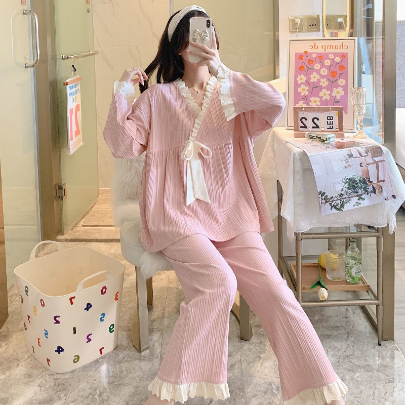 Women's Fashion Home Wear Suit Age-reducing Sweet Lace Two-piece Set view 2