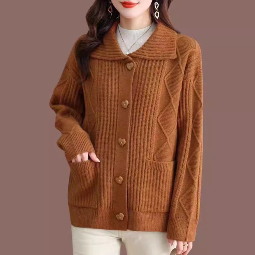 Outerwear Loose Casual Stretch Long Sleeve Sweater view 9
