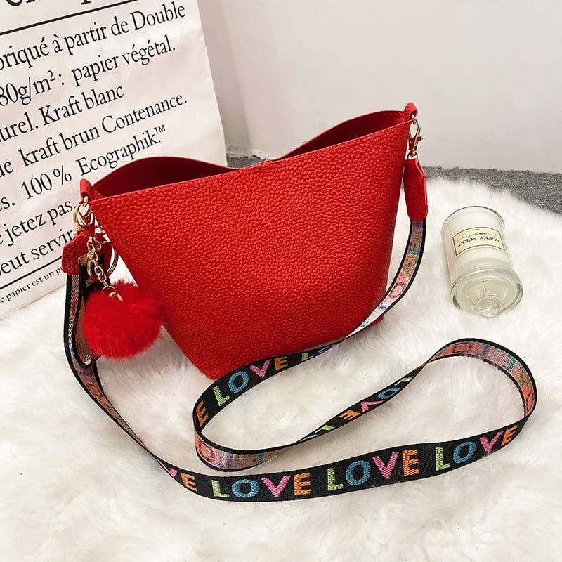 Printing Shoulder Girdle Women's Bucket Bag Lychee Pattern view 4