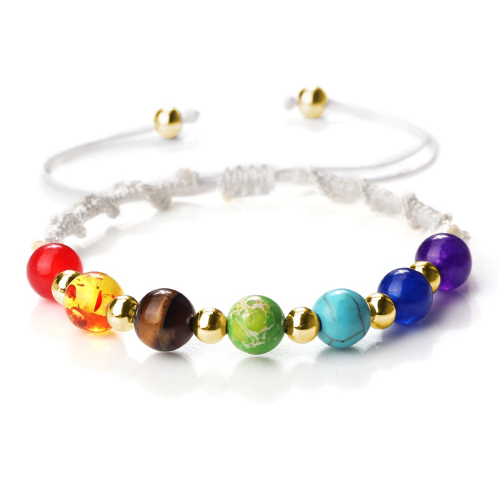 Colorful Stone Beads Bracelet Yoga Woven Hand Strap view 9