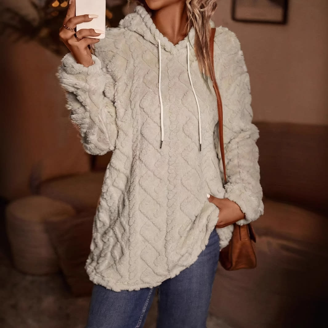 Fall Winter Hooded Solid Color Pullover Long Sleeve Casual Coat view 5