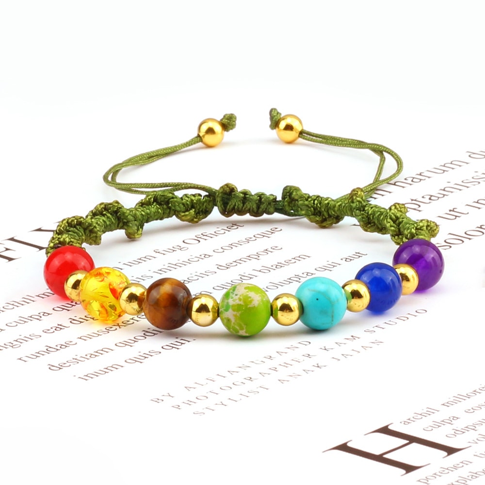 Colorful Stone Beads Bracelet Yoga Woven Hand Strap view 7