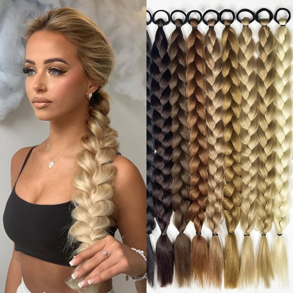 24-inch Women's Braid Hair Ring Horse Tail Strip Rubber Band Horse Tail view 9