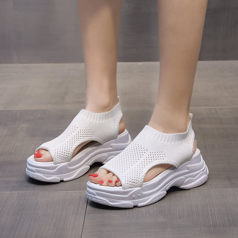 Thick-soled Leg-shaping Knitted Latest Trendy Style Sports Platform Not Tired Feet Comfortable Sandals view 3