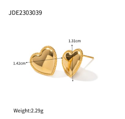 Ruth Heart Gold Earrings view 4
