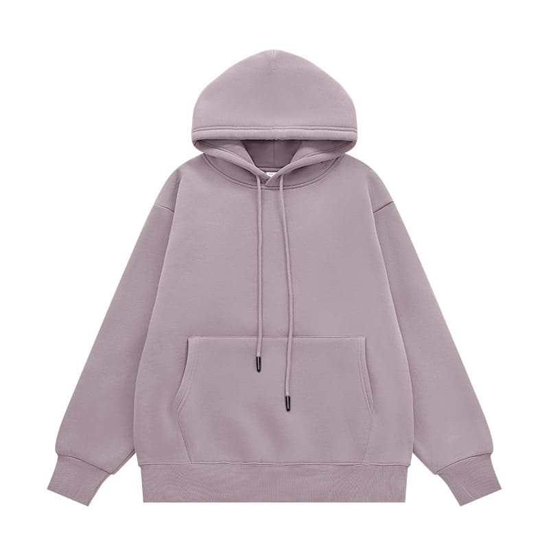Fleece-lined Thick Hooded Solid Color Hoodie Suit view 11