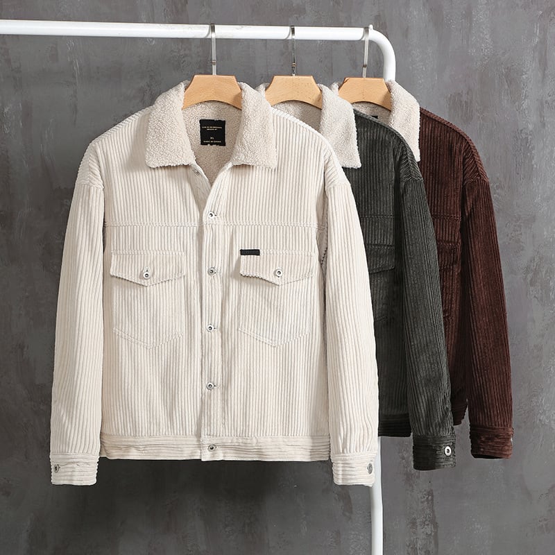 Winter New Japanese Style Corduroy Plus Sheep Chilli Velvet Jacket Casual Men's Coat view 3