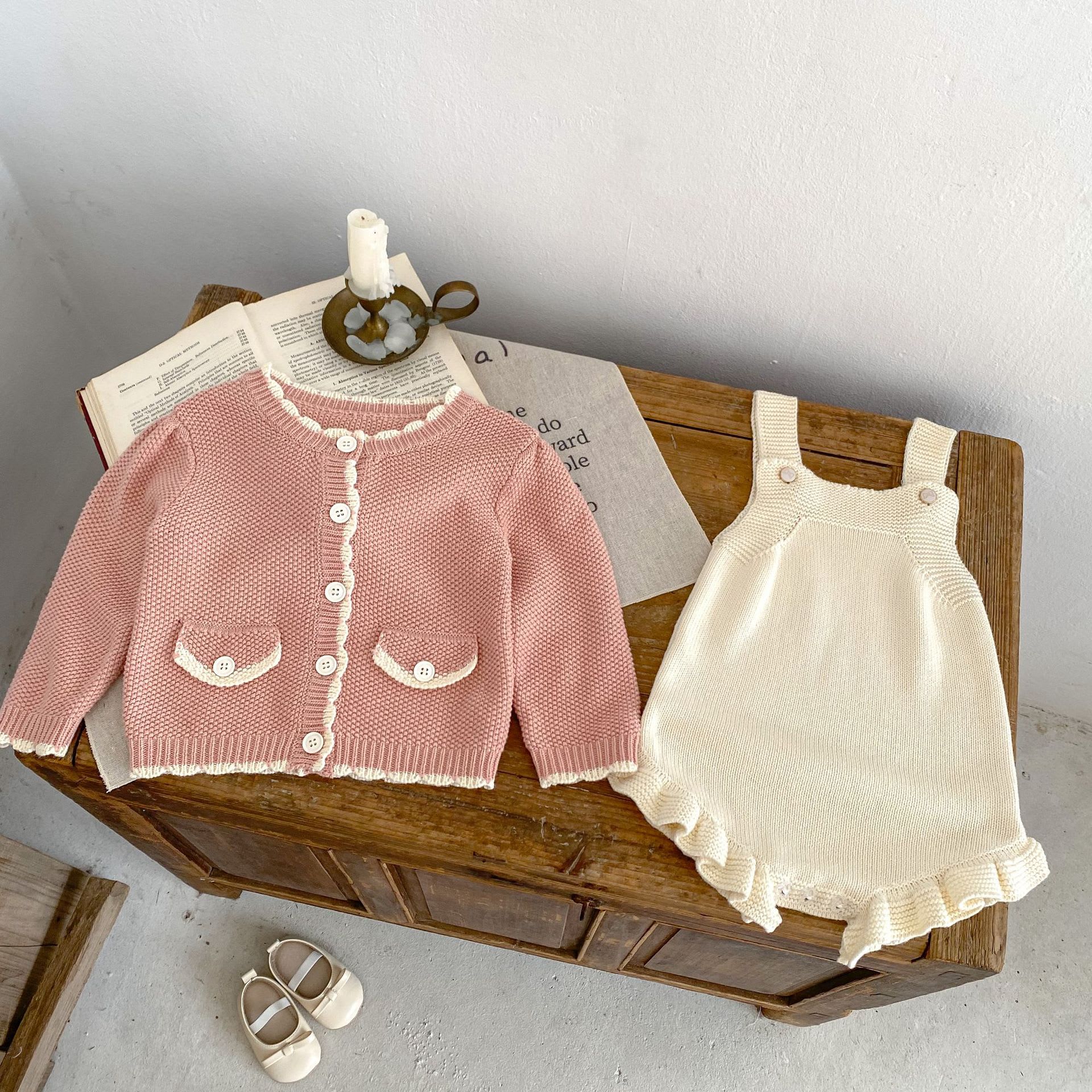 Wave Lock Sweet Coat Wooden Ear Solid Color Romper view 5
