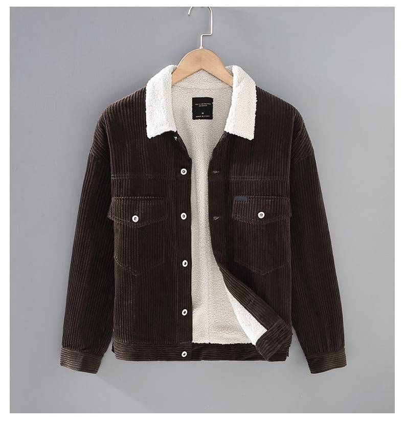 Winter New Japanese Style Corduroy Plus Sheep Chilli Velvet Jacket Casual Men's Coat view 1