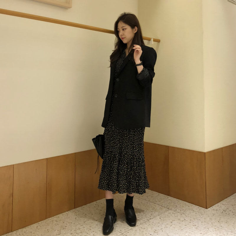 Mid-length Suit Coat Female Casual Suit Top view 4