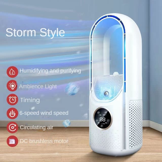 Portable USB Air Cooler Leafless Electric Fan Silent Timer Air Conditioner Cooling Fan Humidifier Conditioning Fan view 5