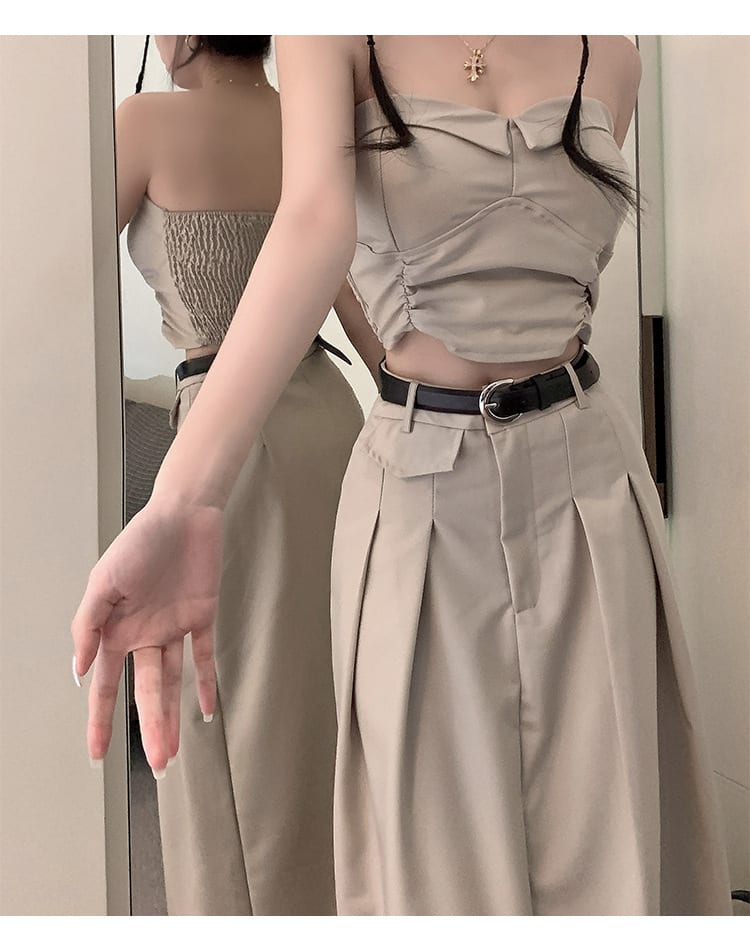 Women's Design Sense Slimming High Waist With Belt Long Skirt Tube Top Two-piece Set view 30