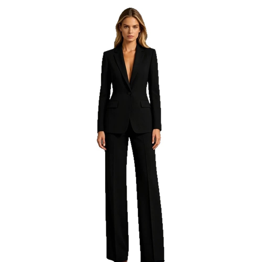 Women's Casual Suit Set - Slim Fit Blazer and Dress Pants Two Piece Office Outfit view 2