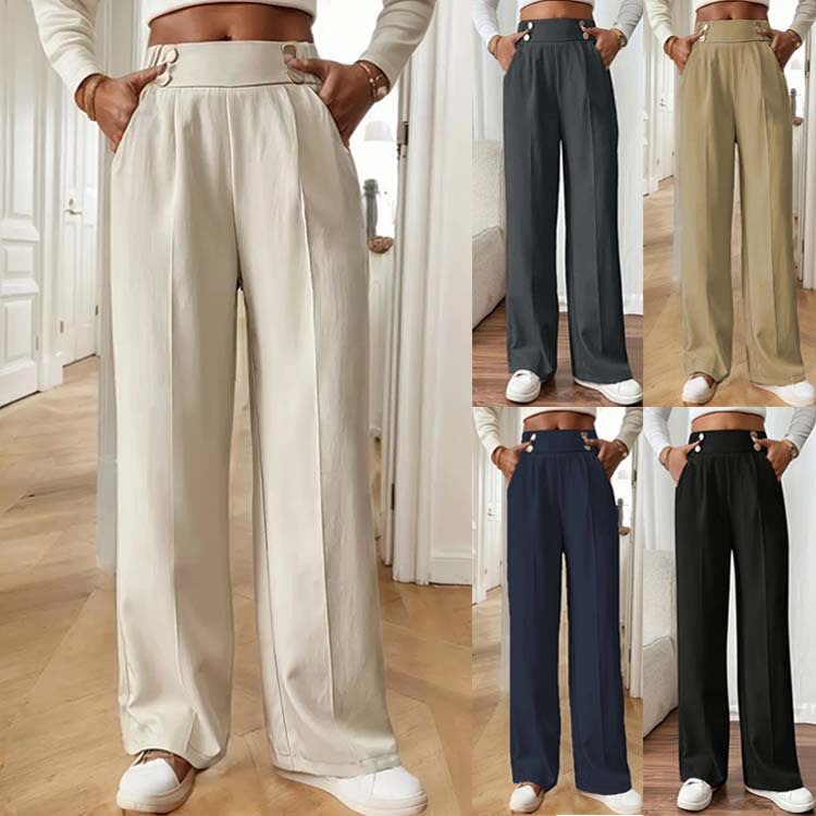 Straight-leg Pants Women's Special-interest Design Solid Color view 8
