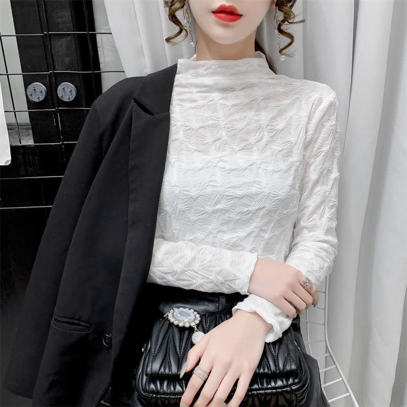 Thickened Half-high Collar Bottoming Shirt For Women view 2