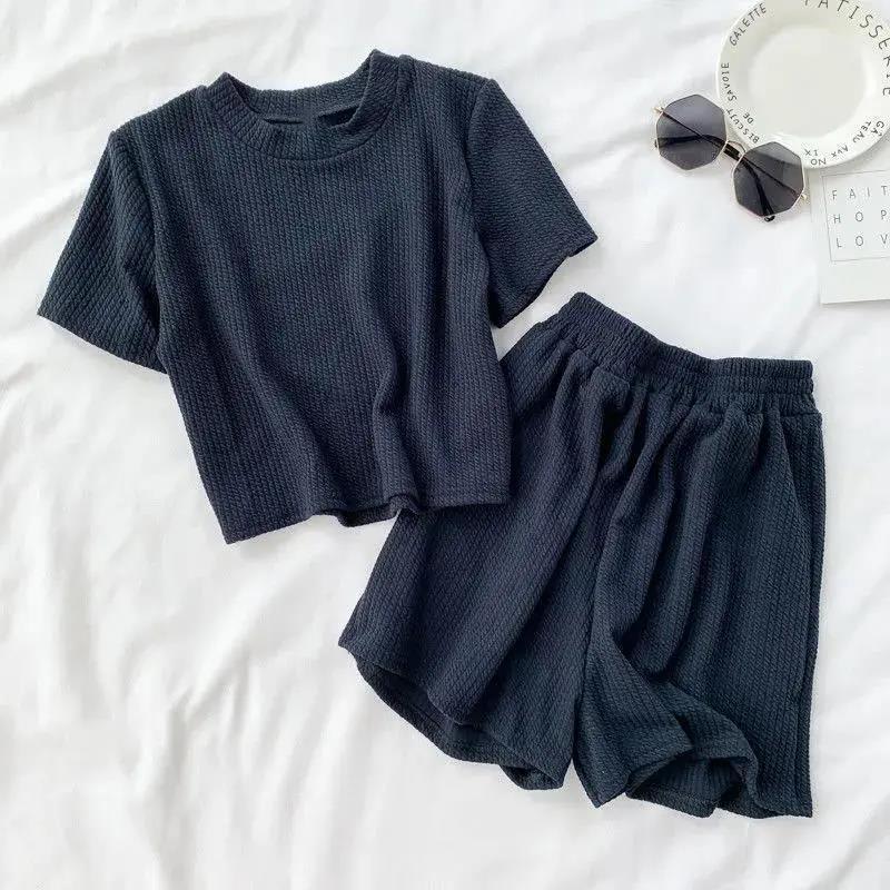Women's Short-sleeved Student Three-piece Set Wide-leg Shorts view 9