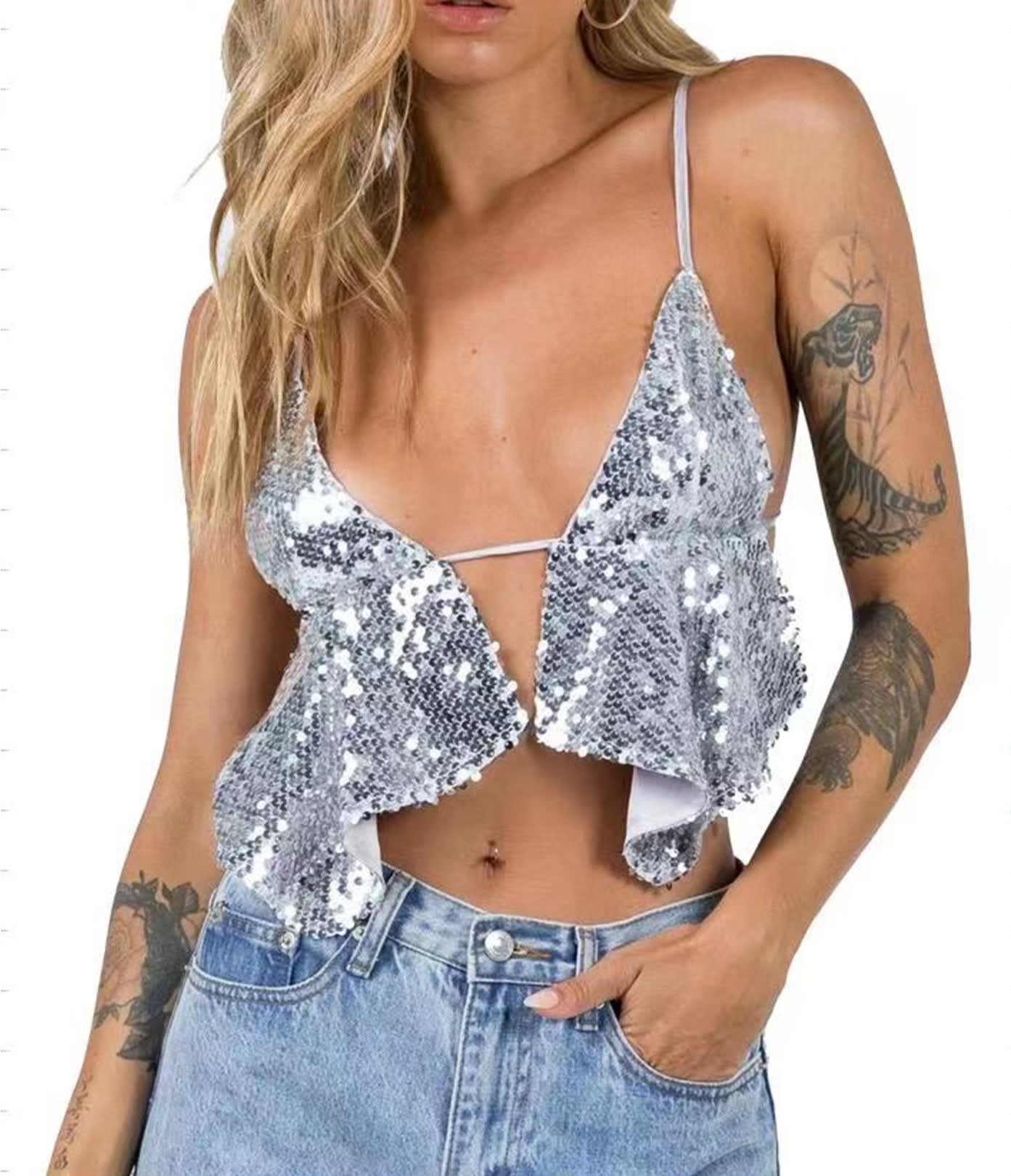 Women's V-neck Lace Up Beaded Backless Camisole Vest view 9