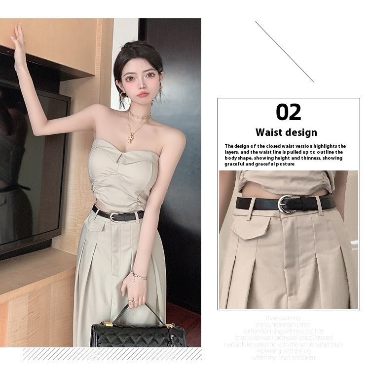 Women's Design Sense Slimming High Waist With Belt Long Skirt Tube Top Two-piece Set view 3
