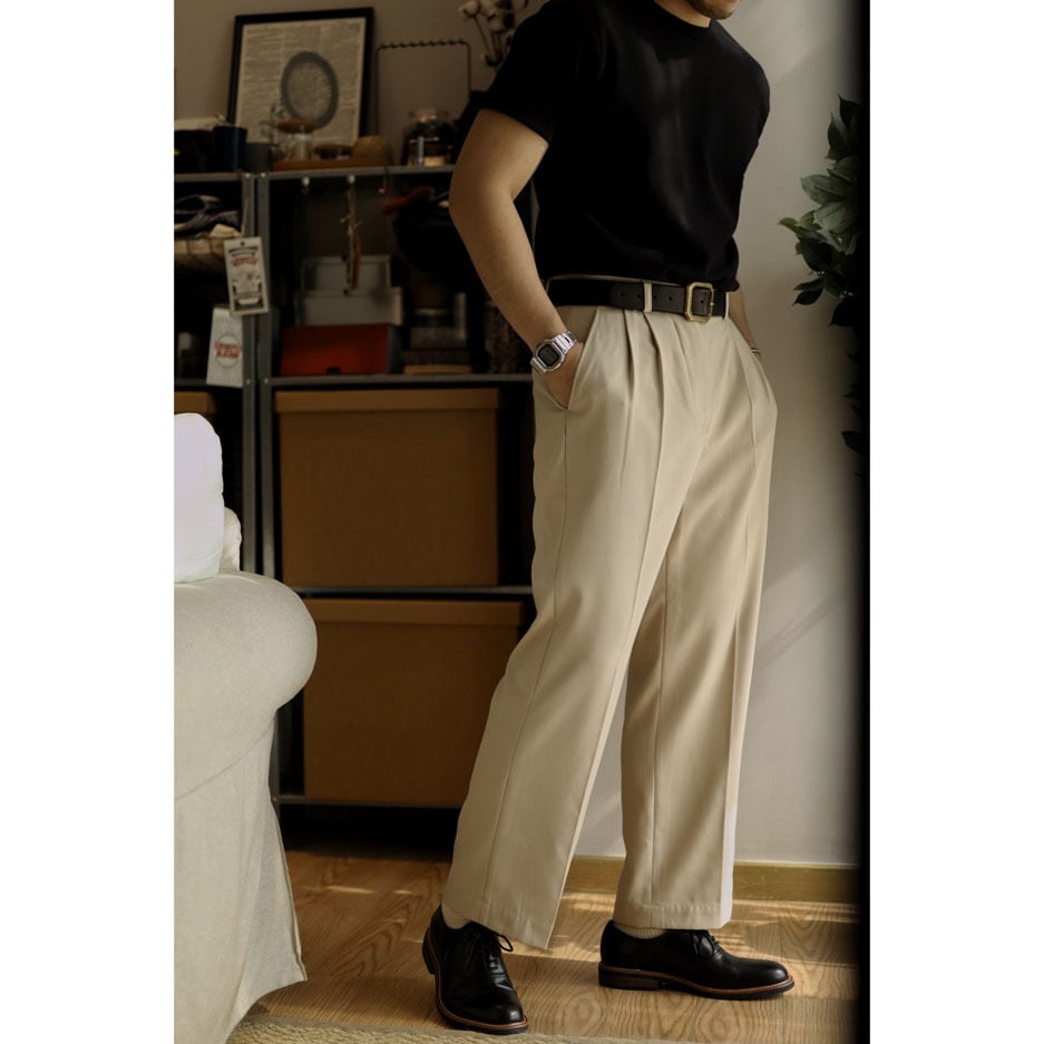 HOT Thread Double Pleated Loose Straight Cargo Casual Suit Pants view 6