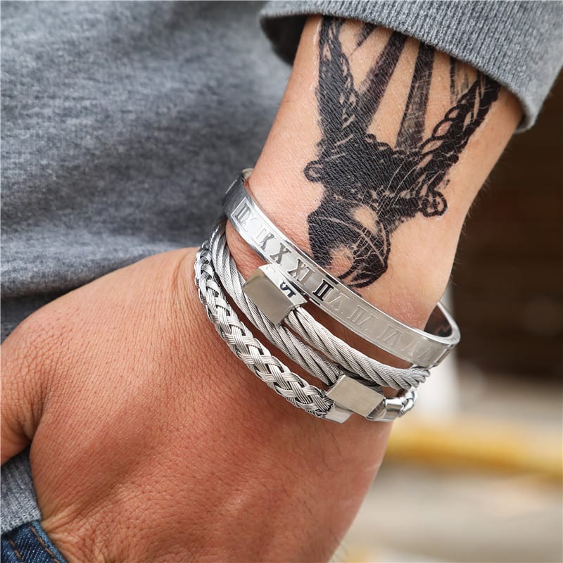 Titanium Steel Bracelet Suit Punk Creative Personality Roman view 12