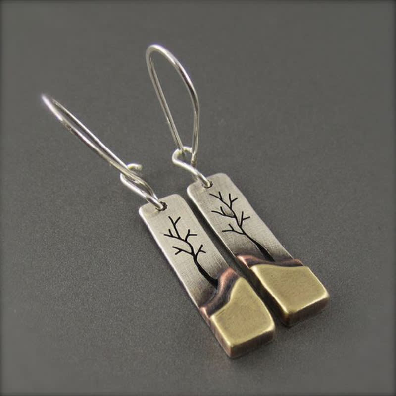 Simple Retro Lucky Tree River Pendant Earrings view 2
