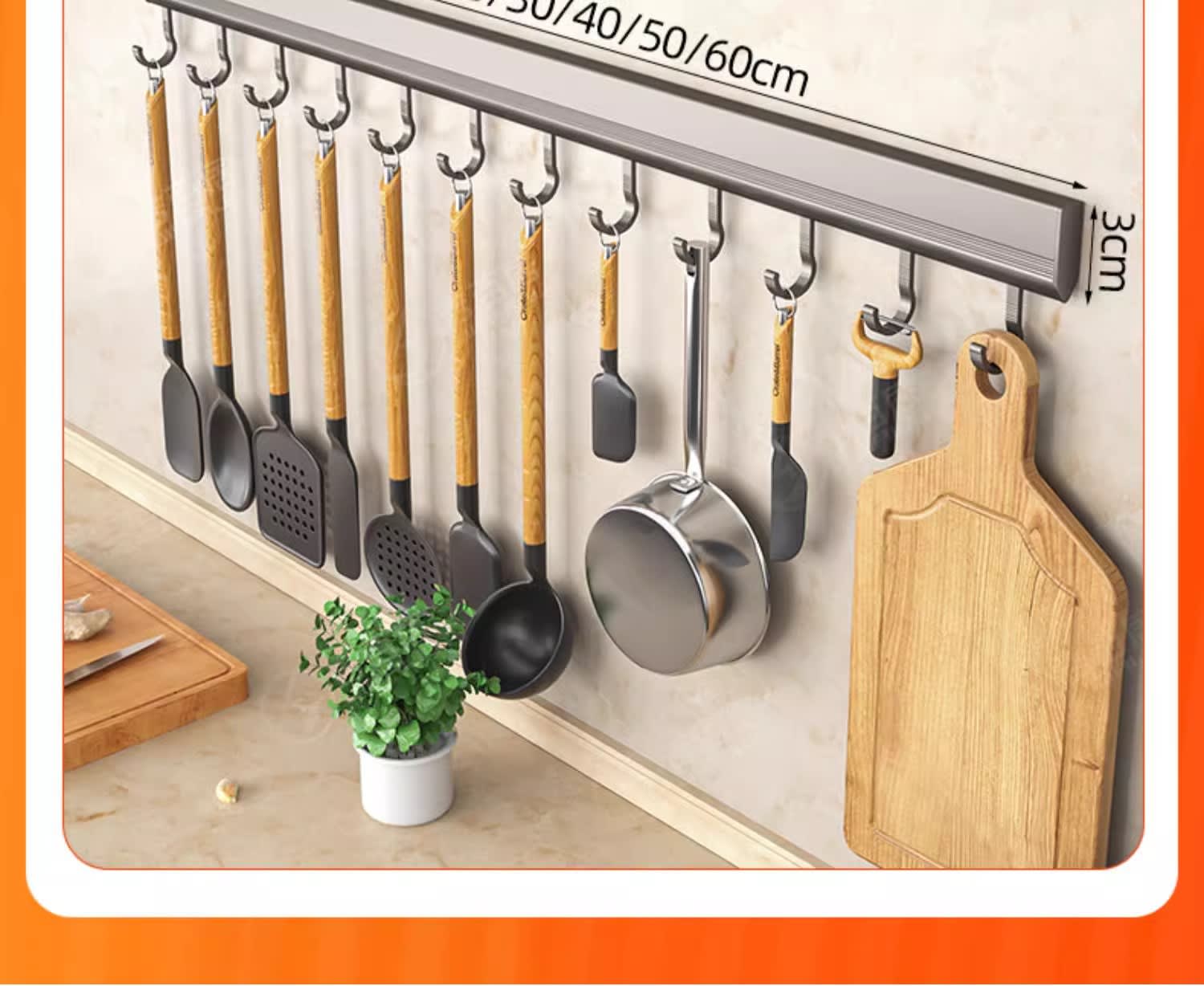 Factory Supply Kitchen Hook Rack Punch-free Wall-mounted Rack Aerospace Aluminum view 18