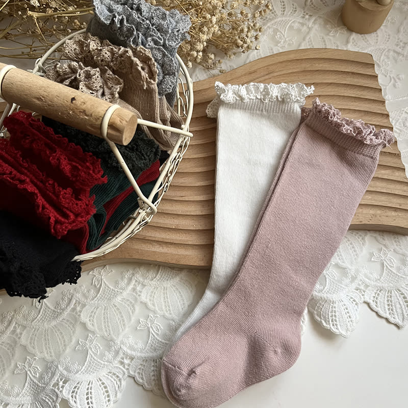Mid-calf Lace Combed Cotton Baby Socks view 7