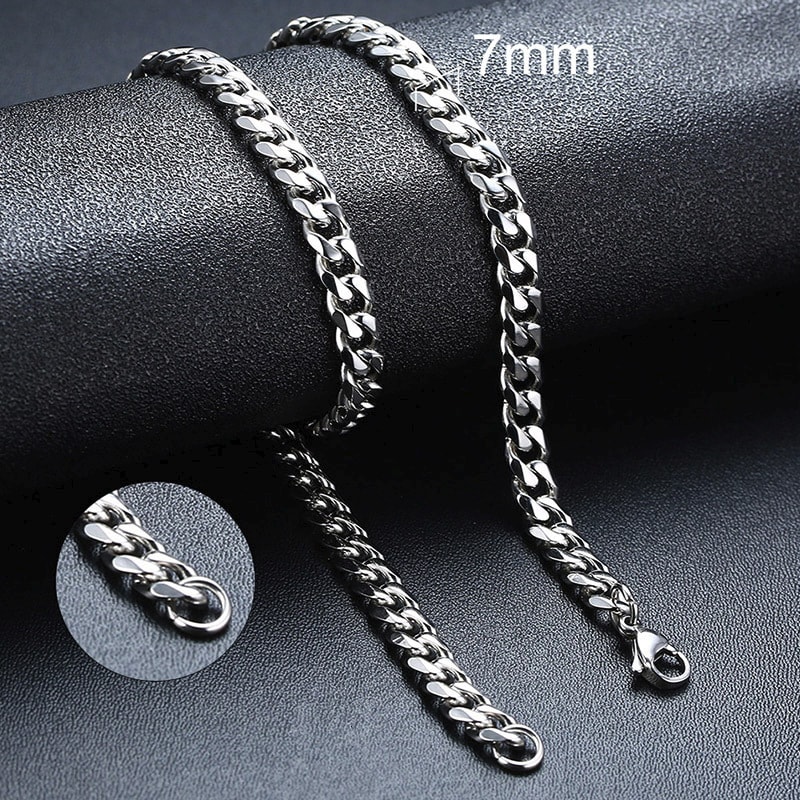 Stainless Steel Necklace Six-sided Grinding Cuban Link Chain Personality Simple Sweater Chain view 5