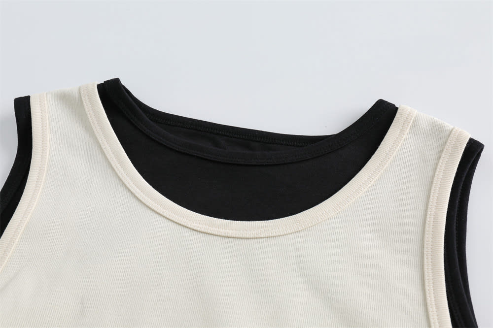 Fake Sports Vest Casual Letter Embroidered Loose Top view 4