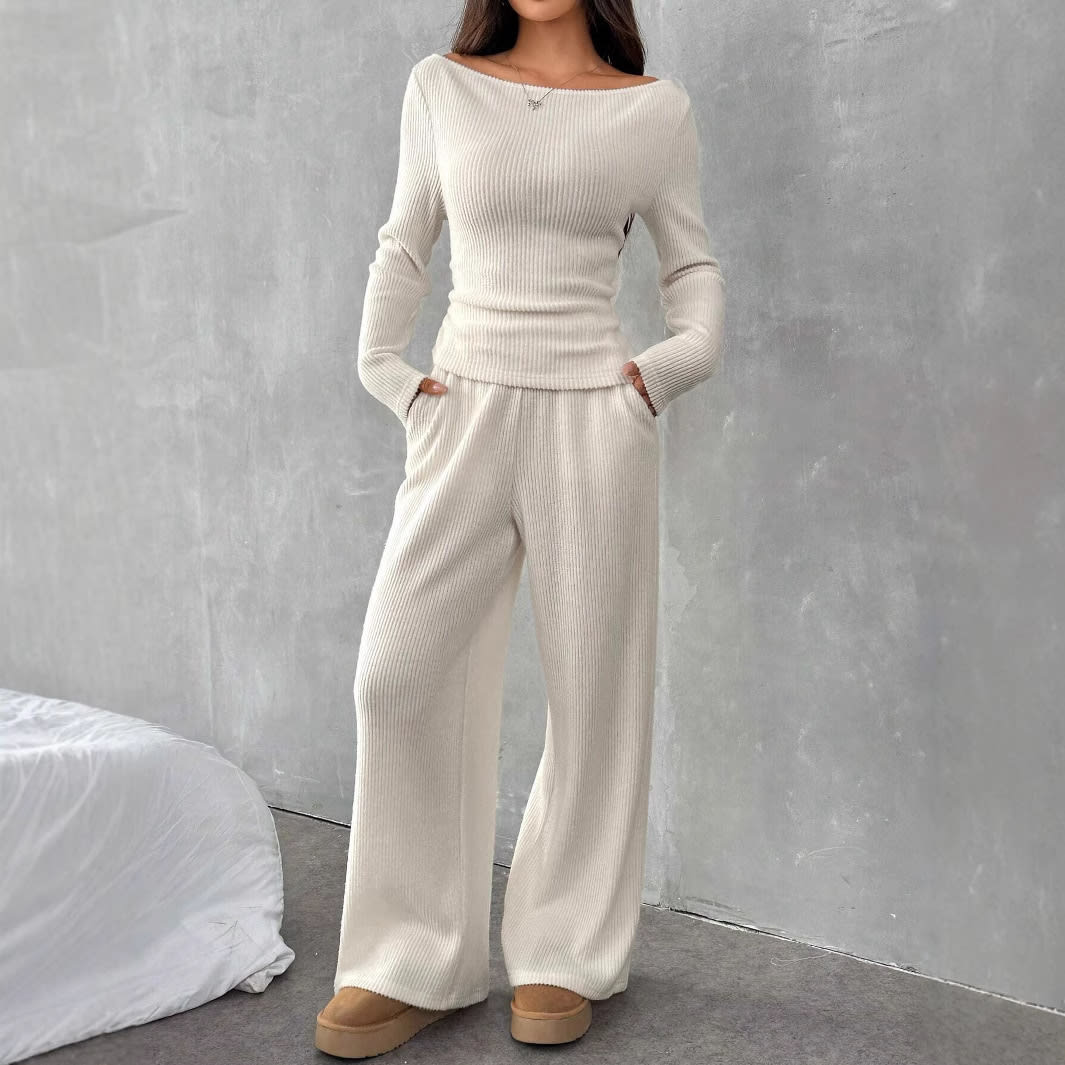 Casual Long Sleeve Straight-leg Pants Loose Temperament Suit view 3