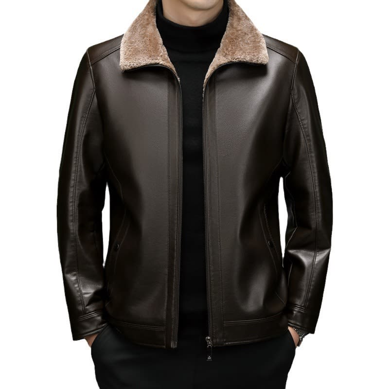 Middle-aged Plus Suede Winter One-piece Fur Men's Sheep Lapel Polo Coat view 7