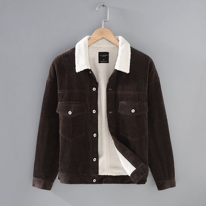 Winter New Japanese Style Corduroy Plus Sheep Chilli Velvet Jacket Casual Men's Coat view 9