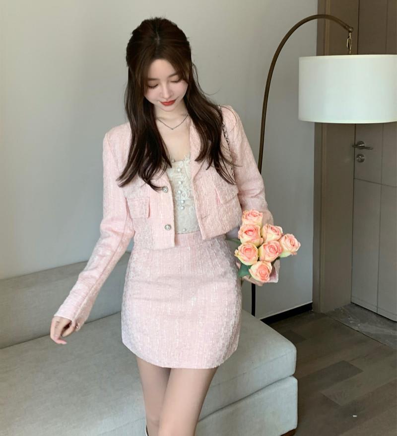 Socialite Style Tweed Long Sleeve Suit Ladies view 2