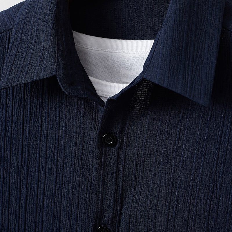 Striped Short-sleeved Shirt Breasted Lapel Suit view 8