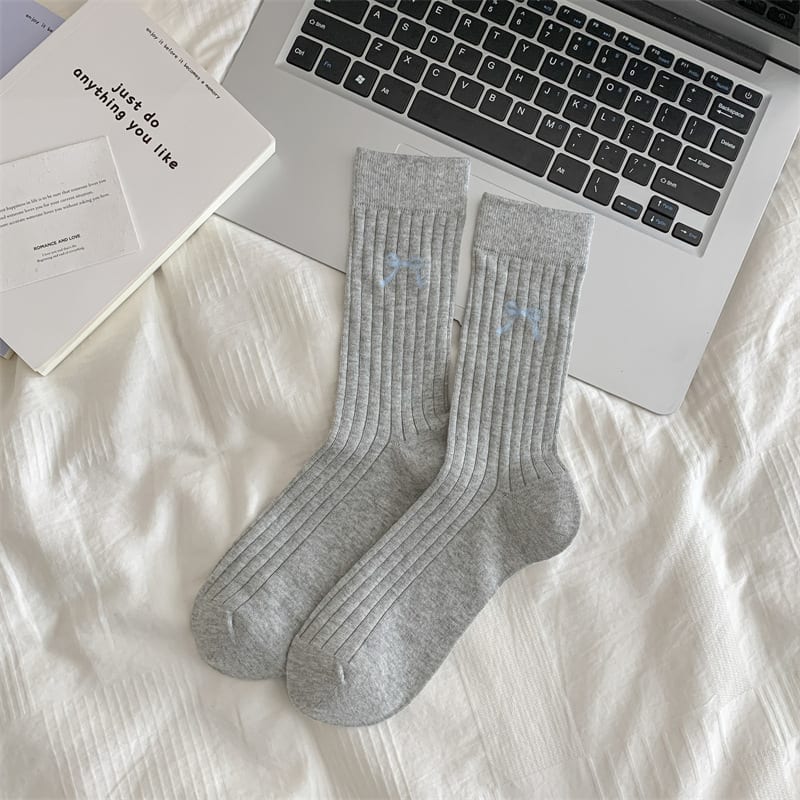 Cute Girl Bow Tube Socks Hollow Bunching Socks view 6