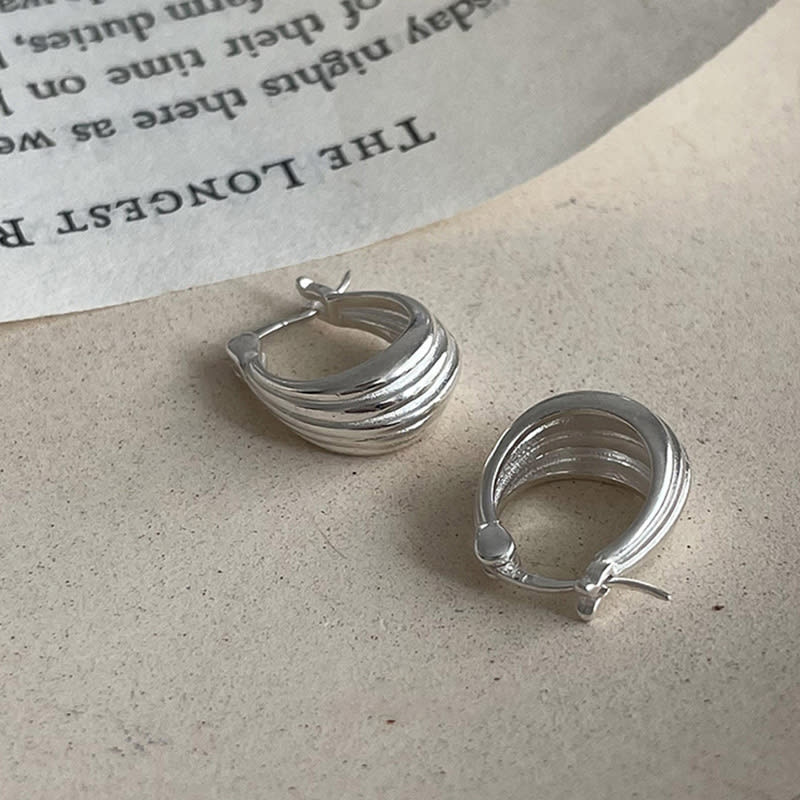 Simple Argent Pur Grain Earrings For Women view 7