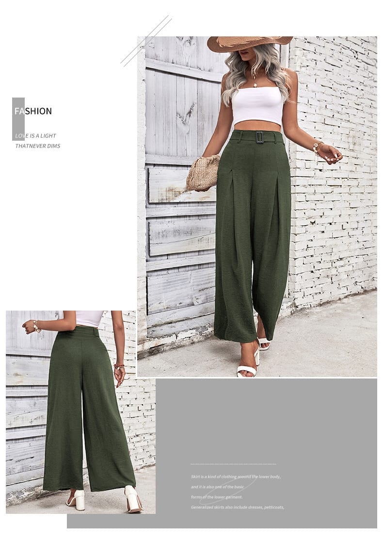 Foreign Trade High Waist Wide Leg Casual Trousers view 16