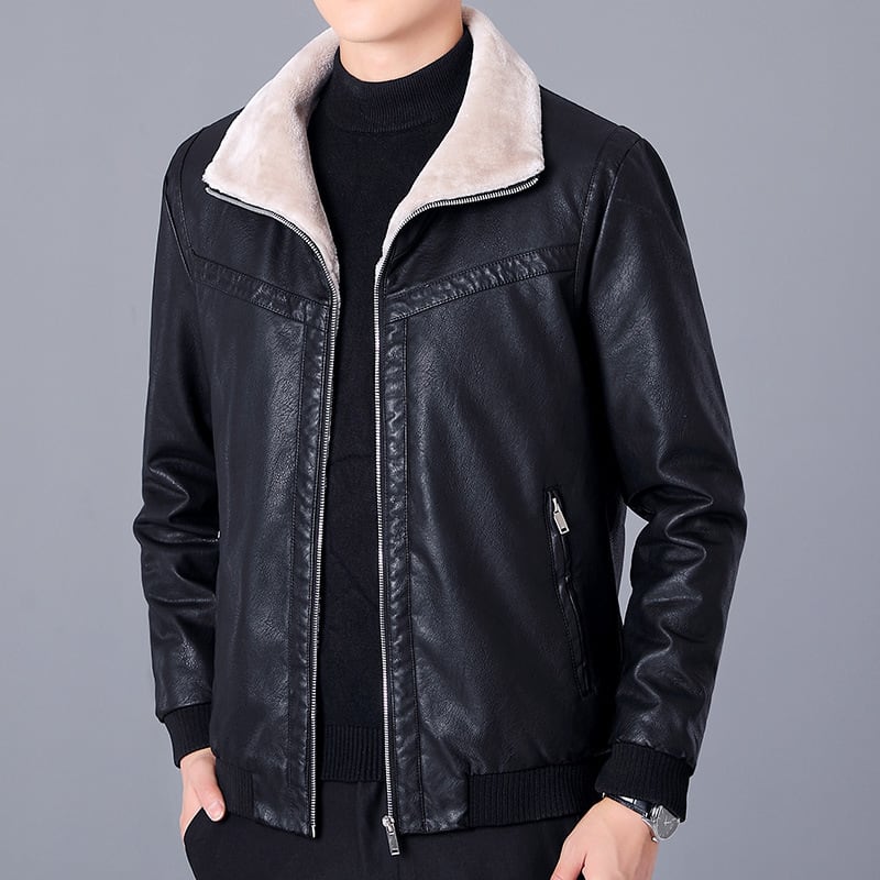 Men's Fashion American Hong Kong Style PU Leather Short Jacket view 5