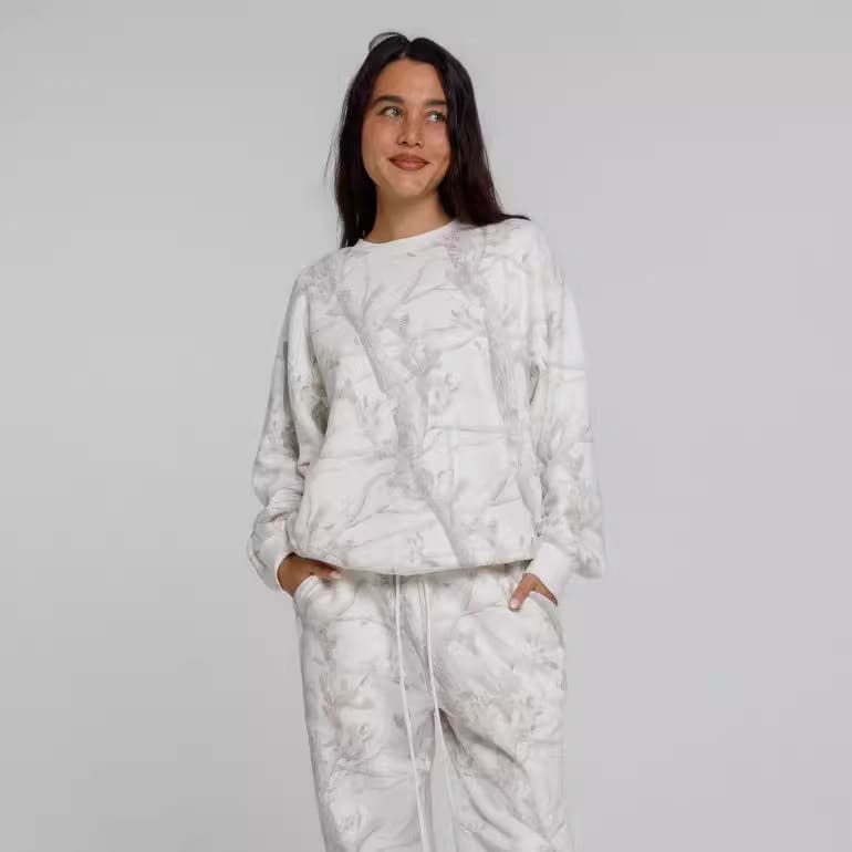 Autumn Winter Two Piece Sets Women Camouflage Hoodie Maple Leaf Print Sweatshirt Suit Sports Hoodie Sportswear view 3