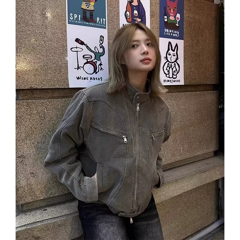 American Retro Washed Short Denim Coat view 2