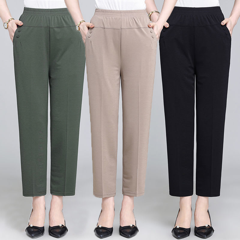 Summer Ice Silk Thin Casual Straight-leg Cropped Pants view 3