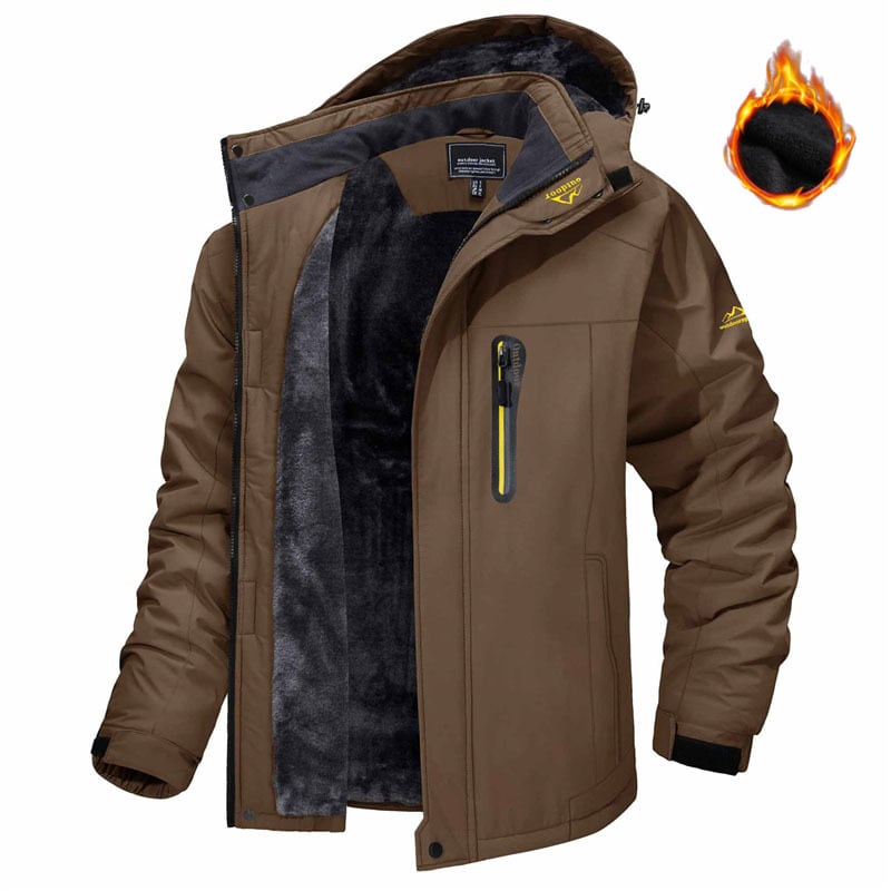 Winter Hooded Jacket Fashion Casual Warm Fleece Coat Windproof Rainproof Parka Windbreaker Men's Top view 2
