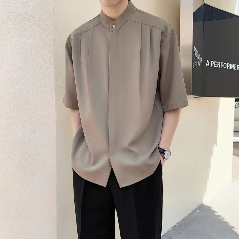 Men's Summer Stand Collar High-grade Casual Short-sleeved Shirt view 8