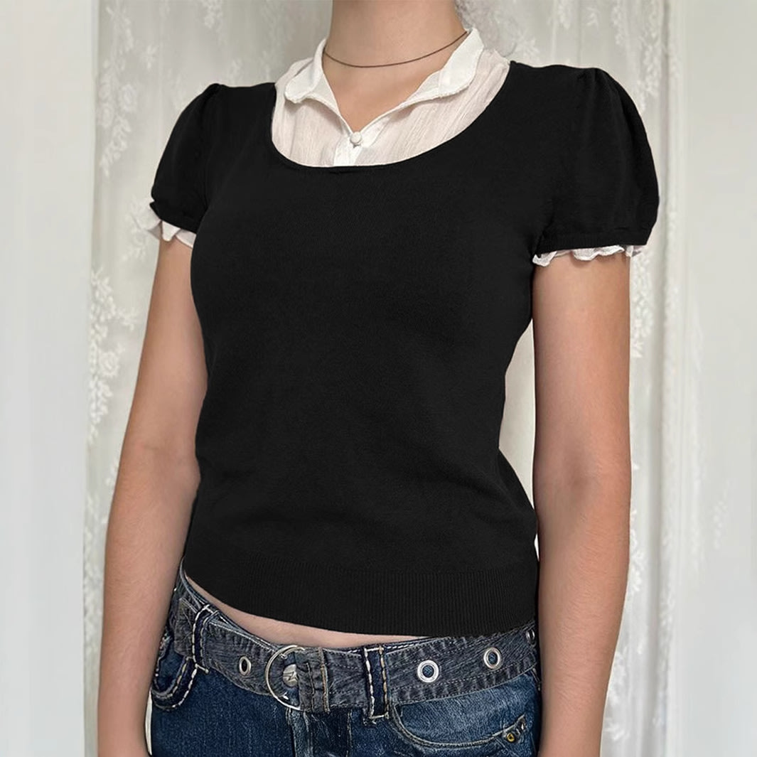European And American Y2g Hot Girl Style Solid Color Vest Short Sleeve Women's Sweater view 4