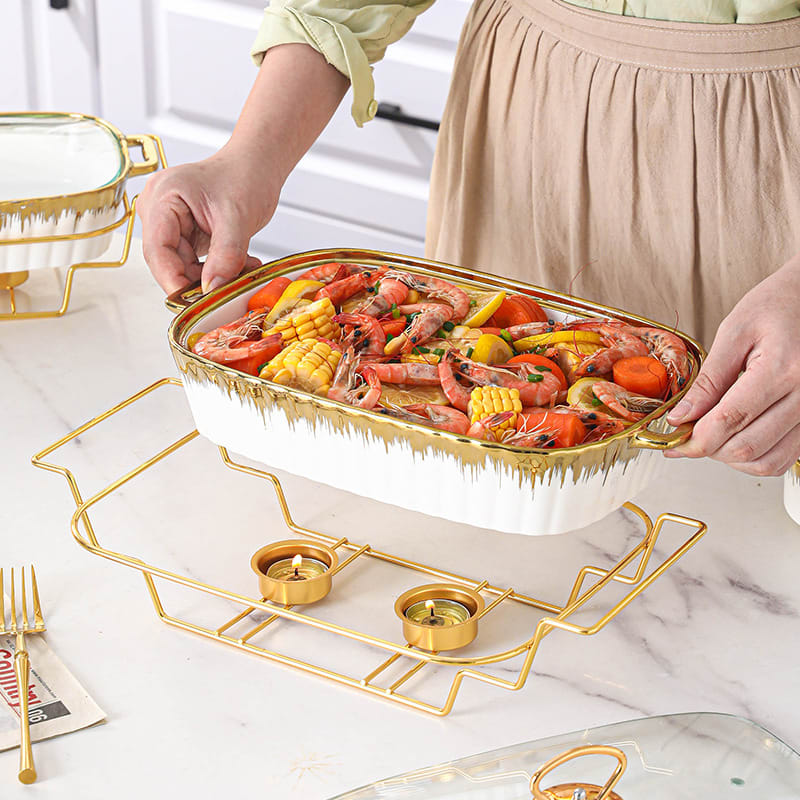 Household Creative Double-ear Square Casserole With Lid view 4