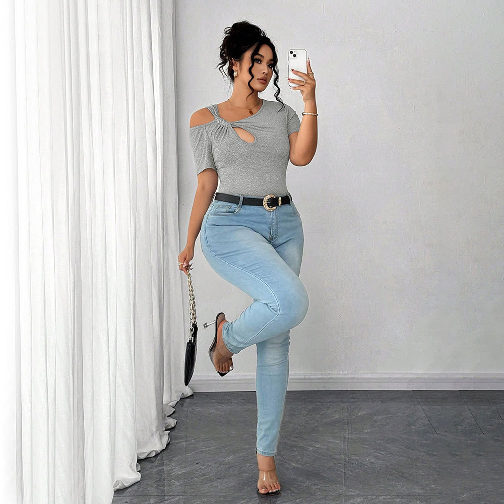 Simple Twist Design Irregular Short T-shirt view 6