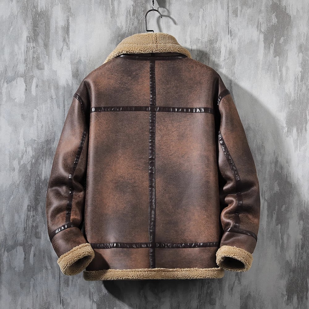 Men's Fashion Single-layer Fleece-lined Padded Jacket Lamb Wool Coat view 6